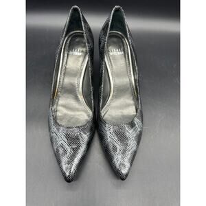 Stuart Weitzman Black Snakeskin Block Heel Pumps Size 8 Chunky